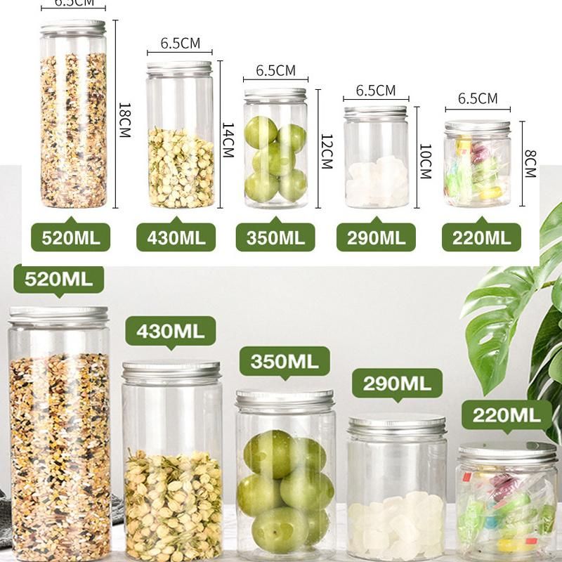 Round Shape Plastic Jar Clear Food Storage Transparent Plastic Can