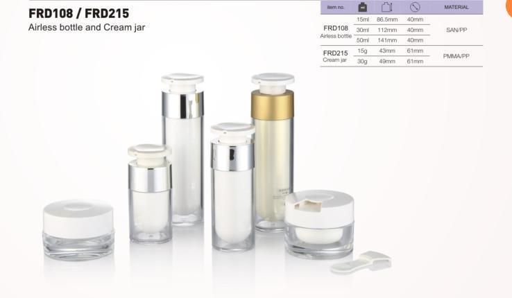 15ml, 30ml, 50ml Concise Style Clear Cosmetics Airless Glass Perfume Bottle with Cap for Cosmetics Packaging