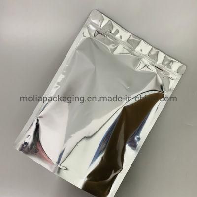 Silver/Clear 4mil Reclosable Mylar Foil Ziplock Bags Stand up Food Pouches Bags Bulk Food Storage Candy Zipper Bags