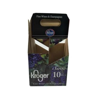 Custom Printing Cardboard 4 Pack Beer Bottle Holder Carrier Box