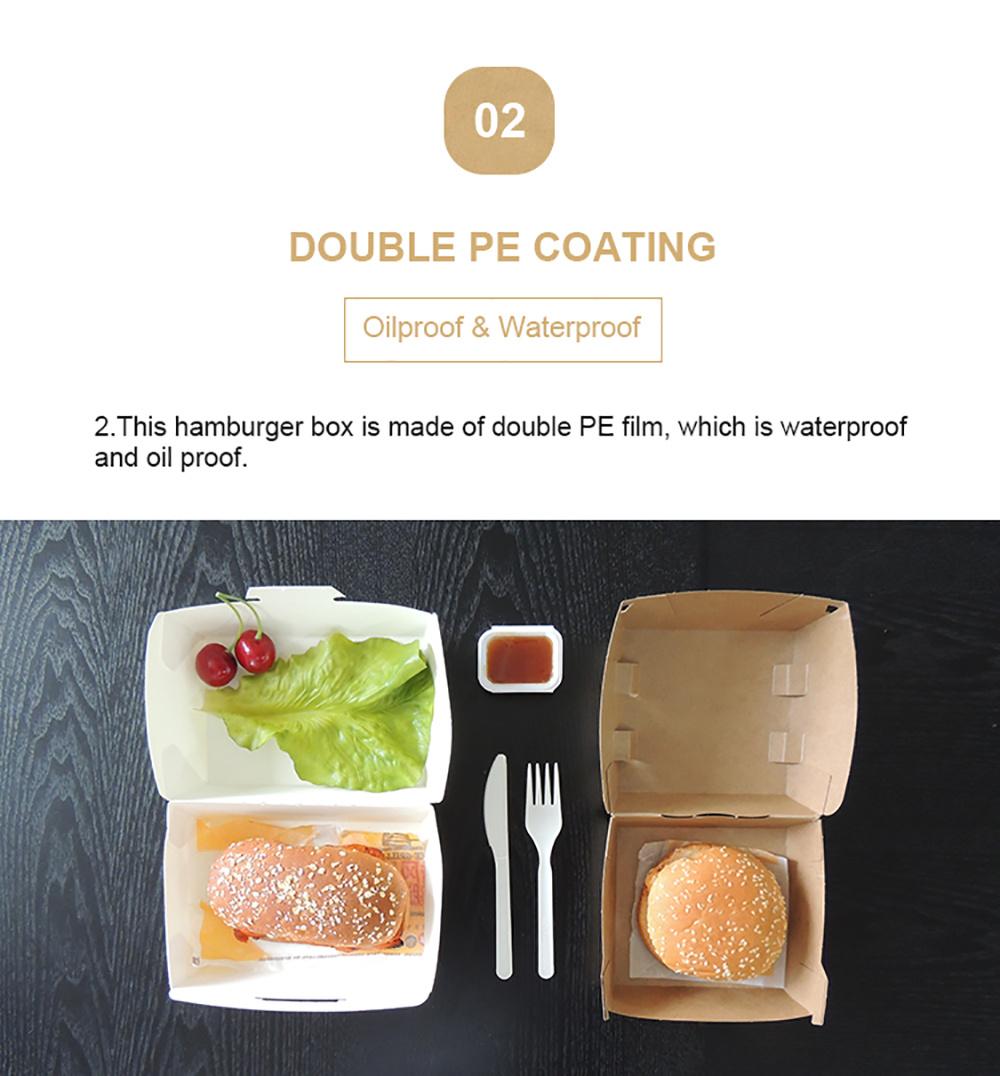 Disposable Food Packing Corrugated Cardboard Paper Box for Hot Dog Hamburger Lunch Burger
