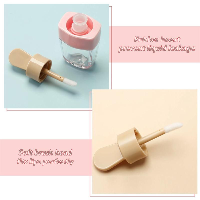 Custom 8ml Empty Luxury Unique Cute Ice Cream Lip Gloss Containers Tube with Brush Private Logo