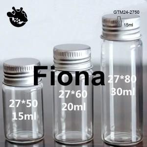 Clear Empty Glass Bottle Aluminum Screw Cap for Storage