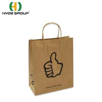 Customized Logo Eco Recycle Strong Kraft Paper Bag Take Away Food Gift Packaging Shopping Flower Paper Bags with Handle