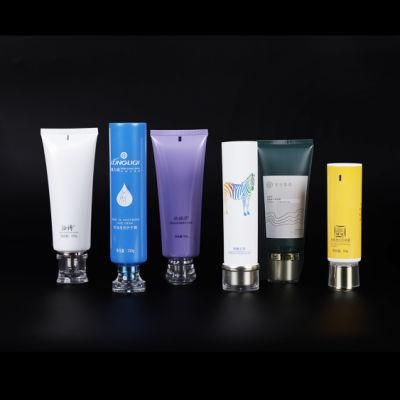 100ml Natural Skincare Packaging Textured Matte Finishing Empty Face Wash Tubes Cosmetic Plastic Tubes with Silver Screw Cap