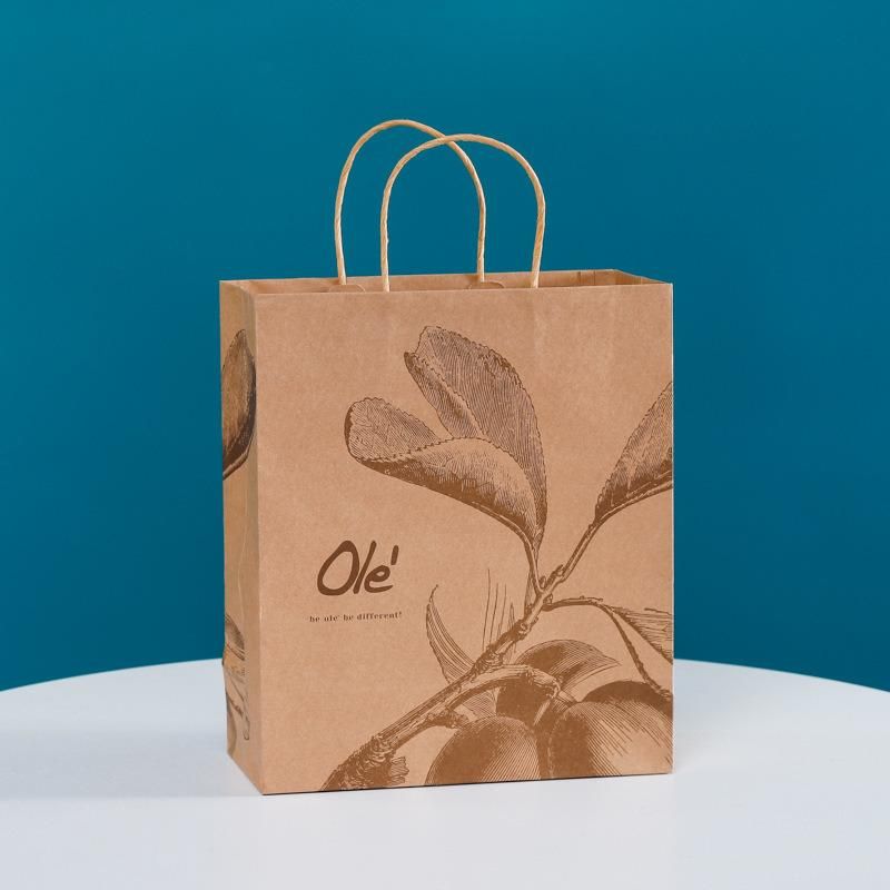 Biodegradable Package Bag with Twist Handle Kraft Paper Shopping Gift Bag