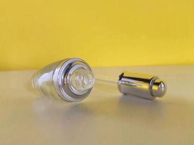 15ml 30ml 50ml Luxury Serum Bottle Push Button Silver Dropper Cosmetics Face Serum Glass Dropper Bottle