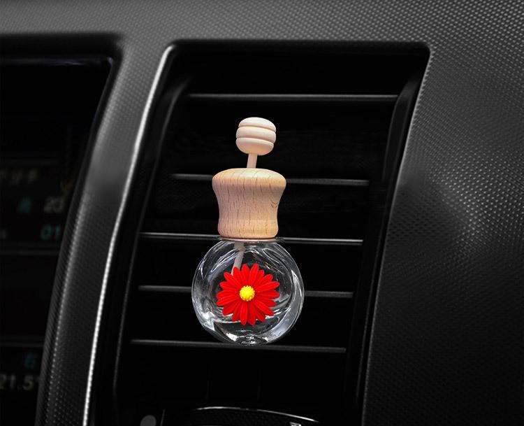 6ml Round Perfume Bottle Decor for Car Air Vent Clip Air Freshener Auto Essential Oil Diffuser Bottle Car Accessories Daisy Flower