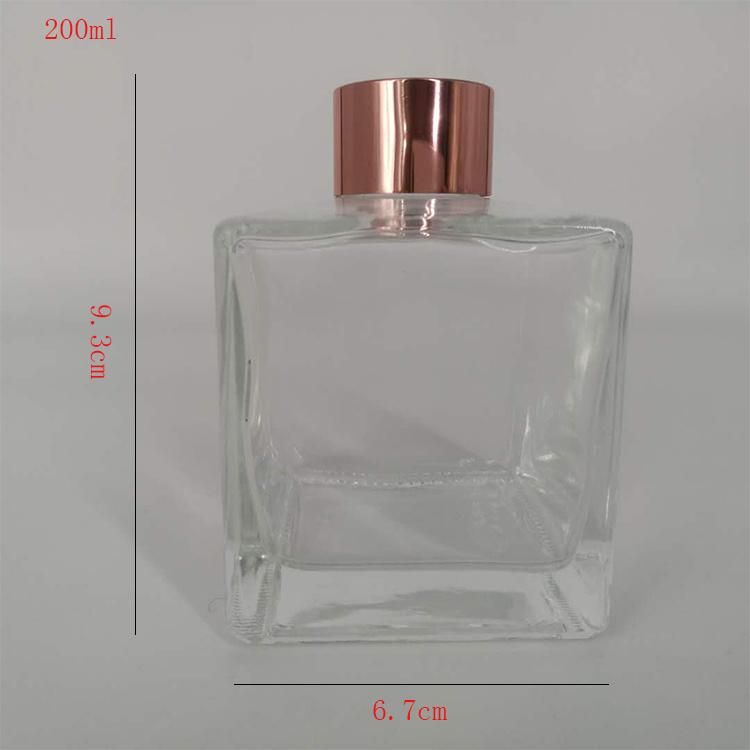 Square Glass Reed Diffuser Bottles 100ml with Bamboo Collar