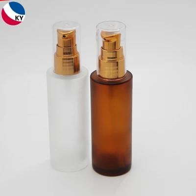 2oz 60ml Thick Glass Brown Pump Bottles Cosmetic Round Oil Face Serum Bottle