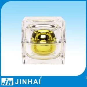 (T) Cosmetic Bottle Cream Jar Square Acrylic Gold Jar