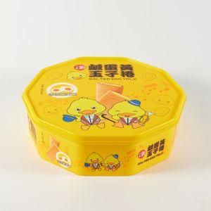 Colorful Plastic Injection Iml Decagon Yolk Rolls Container Box with Lid for Cracker Biscuits Coockies