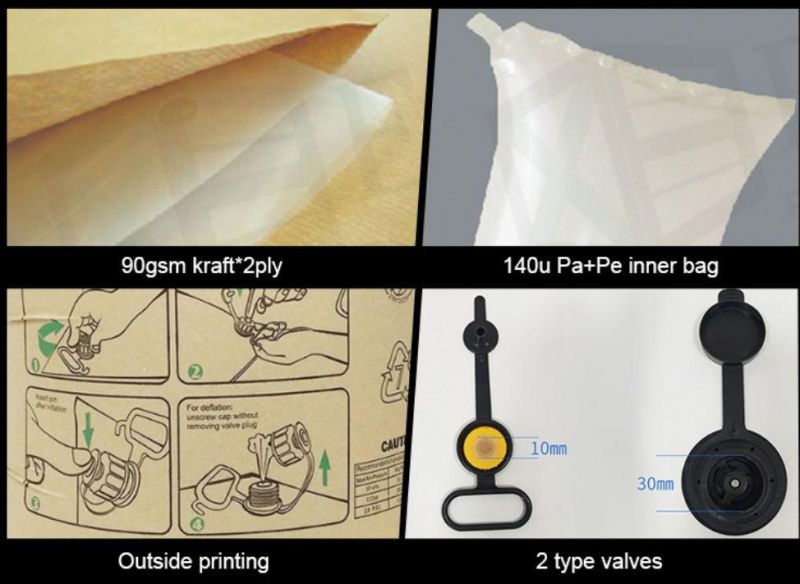 Recycle Brown Kraft Paper Air Bags Brown Container Gap Inflatable Kraft Paper Dunnage Bag