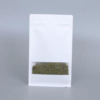 Bio-Degradable PLA Craft Paper Quad Seal Bag with Window