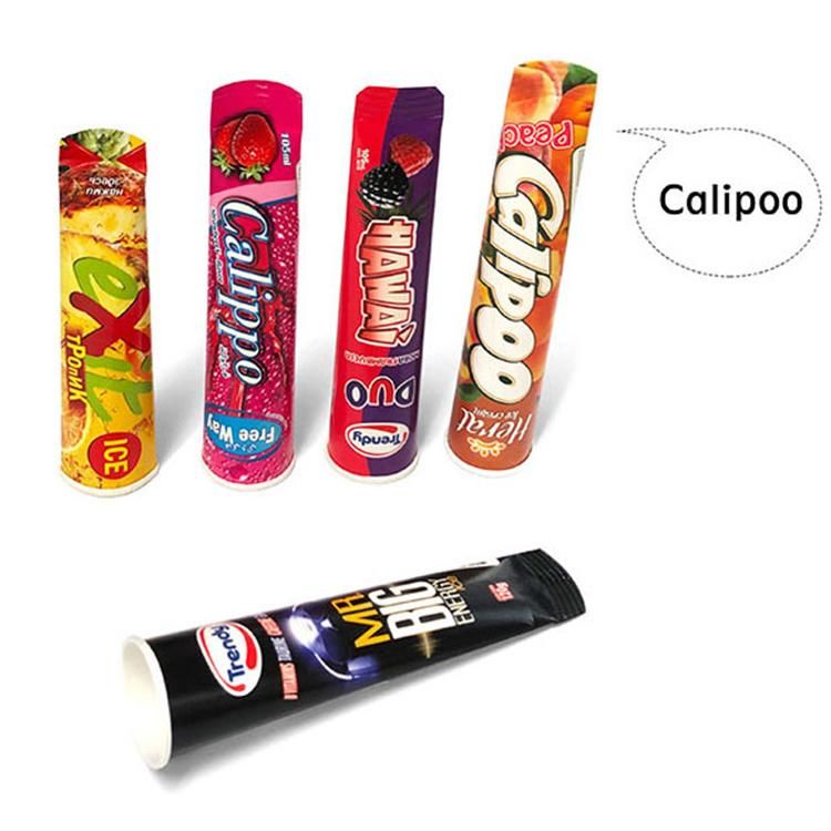 Custom Paper Ice Cream Calippo Tube with Plastic Lid for Ice Pops