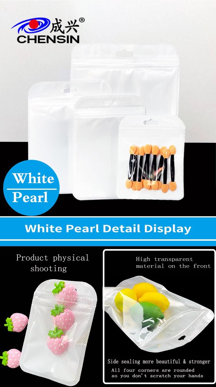 White Plastic Translucent Pearl Film Zipper Bag