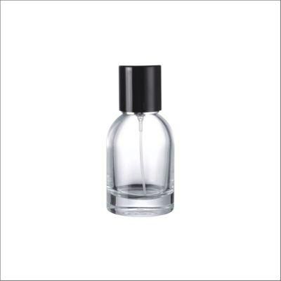 50ml Round Glass Empty Perfume Bottle Black Magnet Cover Cylinder Bottle Perfume