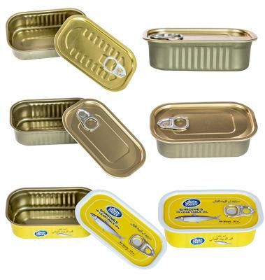 Metal Square Empty Food Processing Tin Can with Easy Open Lid for Sardine Fish