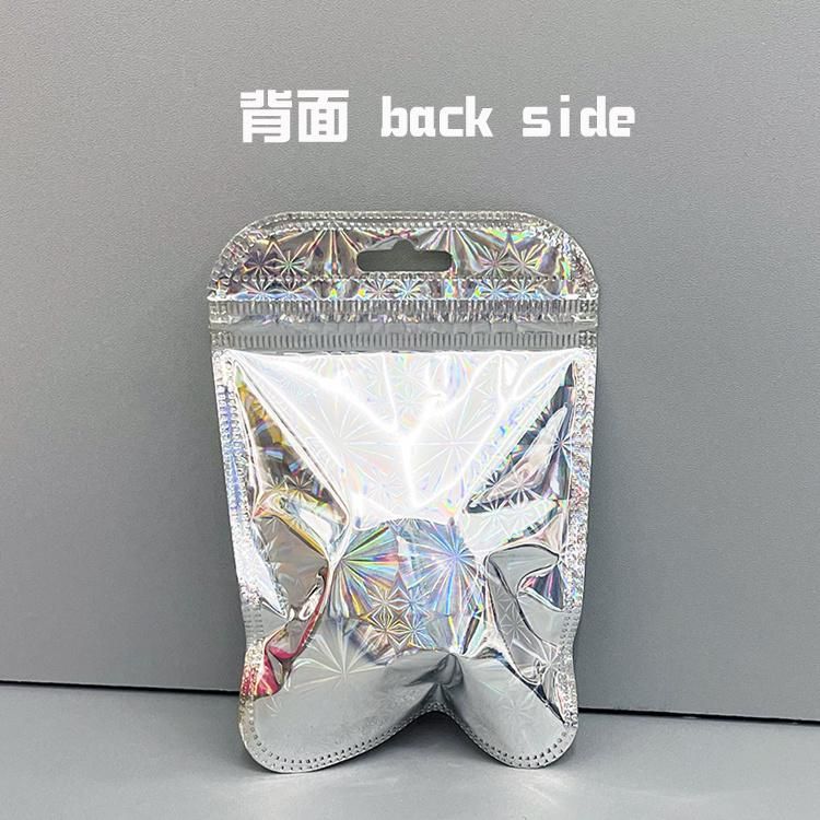Laser Golden Aluminum Plastic Sleeve Clear Window Zipper Bag
