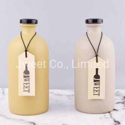 Chinese Handmade Round Pure Color Ceramic Bottle Liquor 500ml