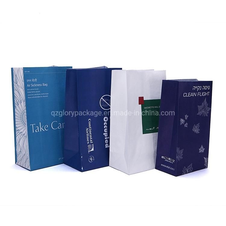 White Printed Design Throw up Disposable Barf Paper Sickness Bags for Airplane