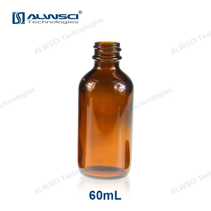 Alwsci Narrow Mouth 1000ml 33-400 Boston Round Amber Glass Bottle. 95X208mm.
