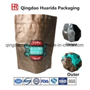 Blocked Bottom Food Packaging Bag with Zipper for Coffee Bean