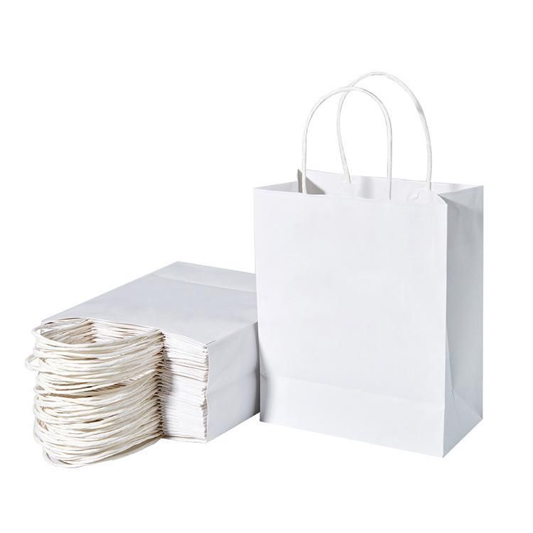 Reused Recyclable Brown Rope Handle Bags Square Bottom Kraft Paper Bag Food Carry Handbag