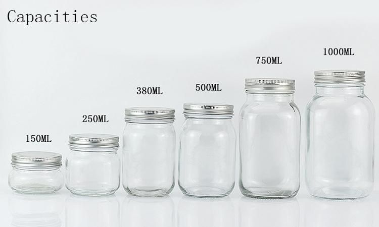 300ml 10oz Glass Mason Jar 1, 2 Pieces Lids Glass Jam Honey Food Mason Jar
