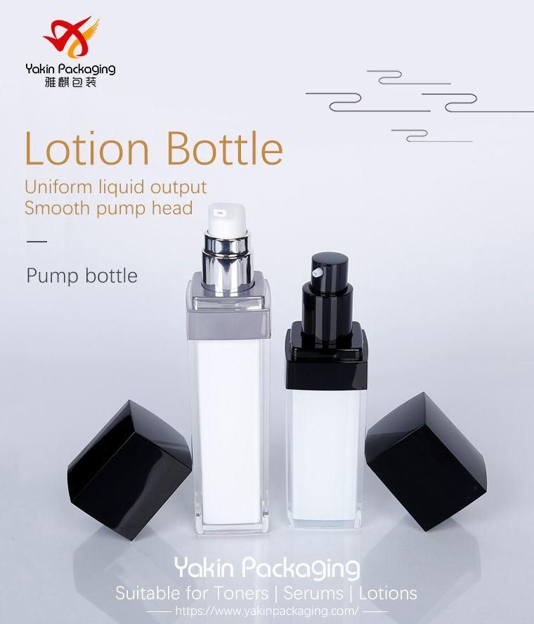 Square Classic Square Cosmetic Plastic Acrylic Bottle for Skincare Packaging