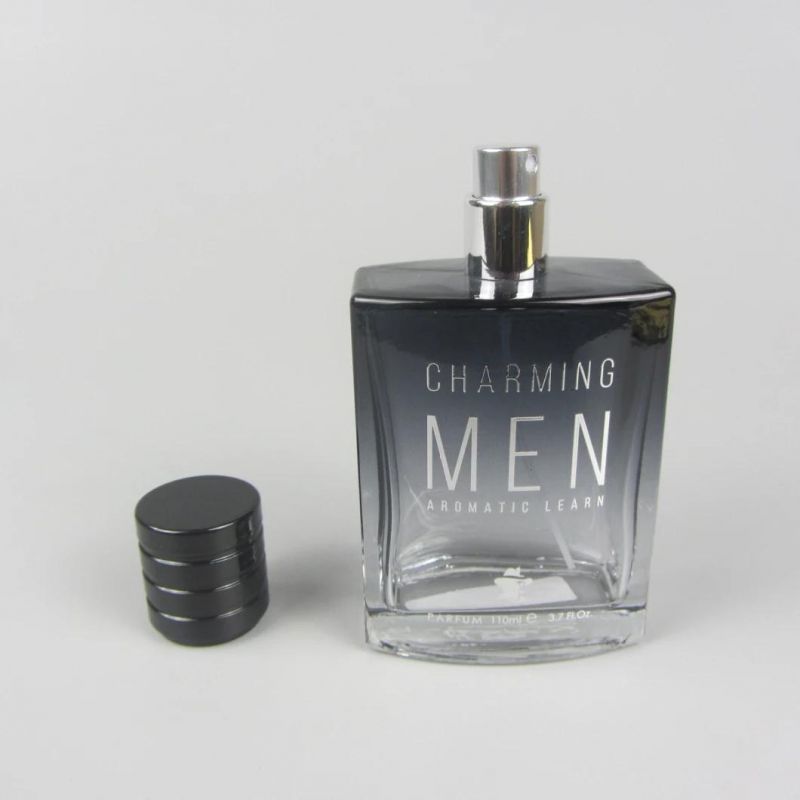 Empty Glass Perfume Bottle Clear Transparent Color Black Color Square Shape