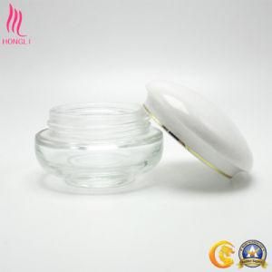 Personalized Glass Cosmetic Jar with Mushroom Shaped White Cap