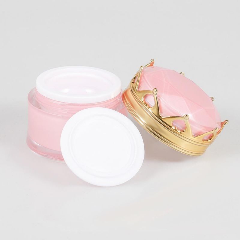 Bulk Price Wholesale Empty Plastic Container 20g Luxury Gold Cream Container Cream Jar with Crown Lid