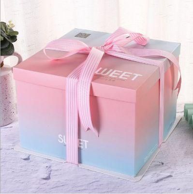 Wholesale 4 &quot;6&quot; 8 &quot;10&quot; 12 &quot;Birthday Party Wedding Cupcake Box Western Pastry Baking Box Color Paper Window Cake Shaped Packaging Box