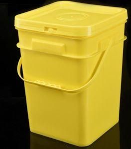 20 Liter Industrial Plastic Pail with Handle and Lid Packing Bucket 20L Square Type Bucket