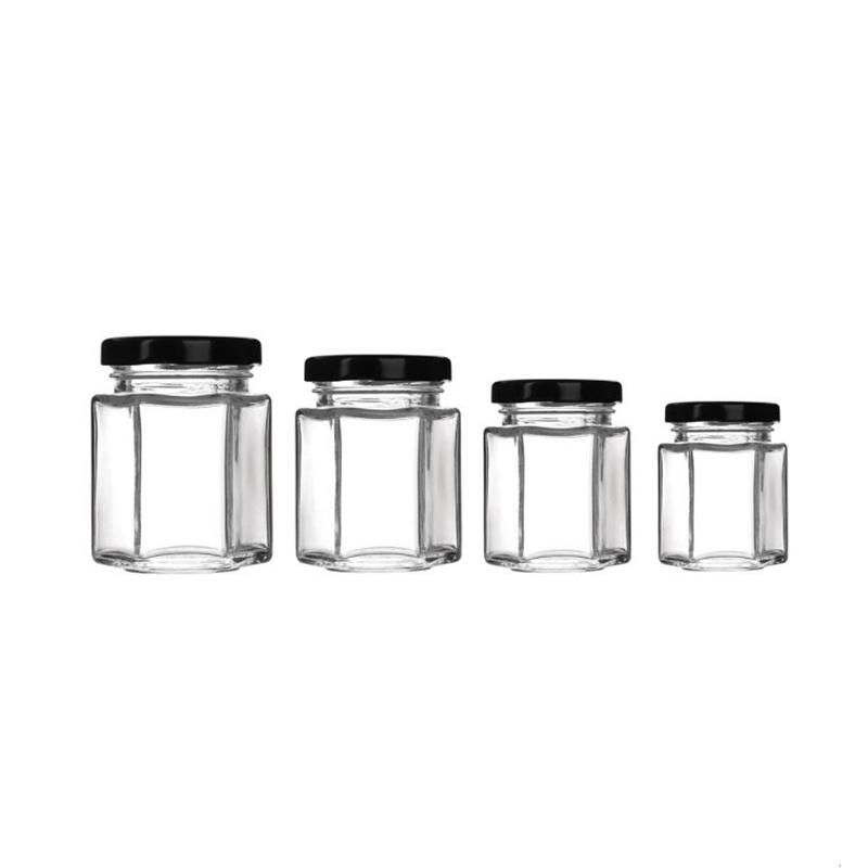 Hexagon 16oz 9oz Empty Jam Food Storage Jar Glass Jar Glass Container