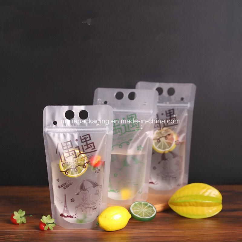 Drink Pouches Juice Bags Disposable Freezable Clear Stand up Liquid Smoothies Zipper Plastic Drink Pouch