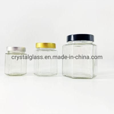 Round Square Honey Glass Jar with Plastic Cap 500g 1000g Food Storage Jar with Metal Lid
