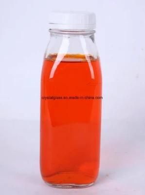 Square Glass Orange Juice Bottle with Plastic Cap