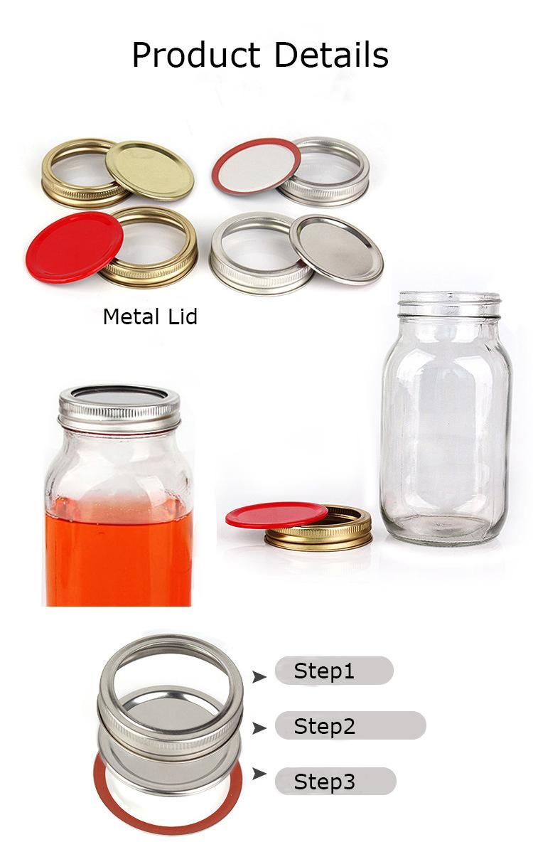 8oz 12oz 16oz 32oz Empty Wide Mouth Mason Jar Glass Honey Beverage Jam Jar with Metal Lids