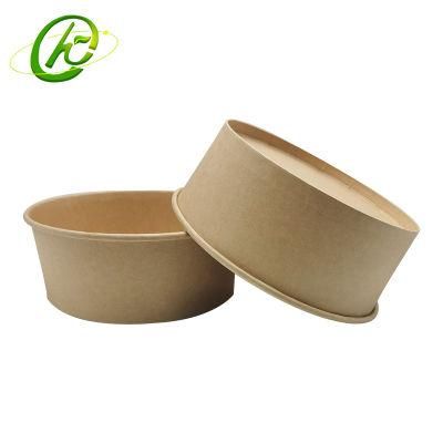 500ml-1300ml Kraft Papel PLA Biodegradable Salad Paper Bowl with Lid