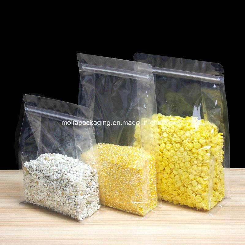 Matte Clear Poly Stand up Bag Ziplock Flat Bottom Organ Bags Bellows Pocket for Bean Nuts Storage Pack Heat Seal Plastic Doypack Zip Lock Storage Pouches