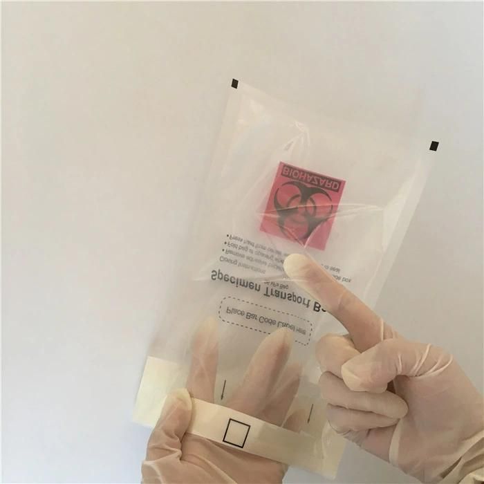 2021 Hot Sale 3wall LDPE 95kpa Bio Hazard Zipper Bags 95kpa Absorbent Specimen Transport Bag for Lab Hospital Medical Use