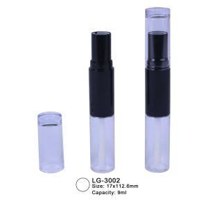 Double Empty Round Plastic Lipgloss/Lipstick Container Cosmetic Packaging Lip Bottle with Brush Applicator