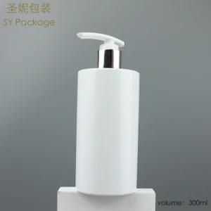 300ml Cylinder Shape White Color Shampoo Bottle with Aluminum Lotion Pump