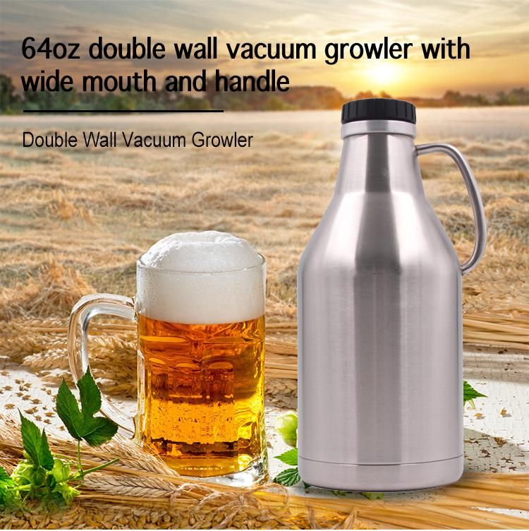 64 Oz Double Wall Stainless Steel Scew Cap Beer Growler