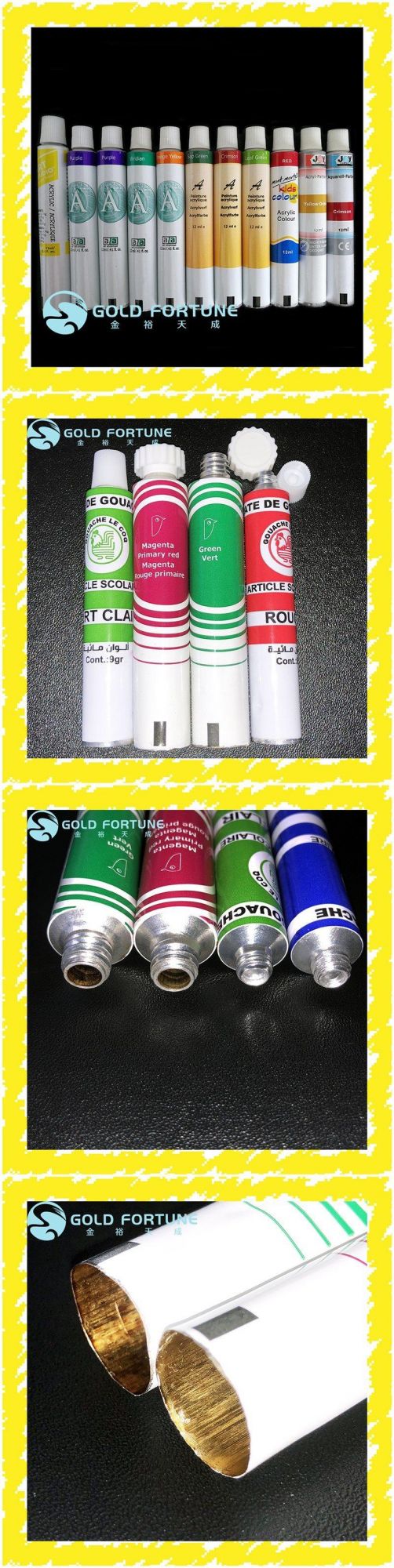 Eco-Friendly Drawing Pigment Loose aluminium Collapsible Packaging Tube for Pigment Packaging