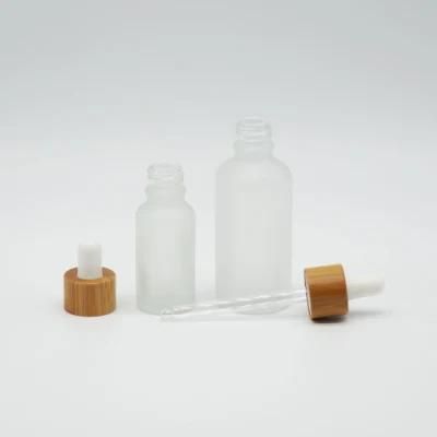 Customized 50ml Frosted Essential Oil Dropper Glass Pipette Dropper Bamboo Bottle Dropper