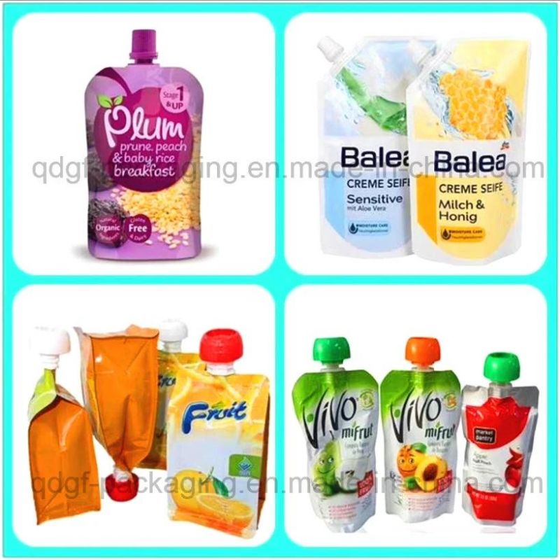 Fully Transparent Plastic Spout Drinking Water Juice Spout Pouch Bag Eco Friendly Clear Beverage Spout Plastic Liquid Juice Packaging Bag