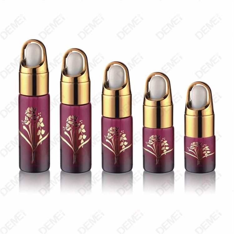 5-15ml Wholesale Cosmetic Packaging D22mm Straight Round Clear and Amber Serum Essential Oil Tube Glass Bottle with 18mm Gold Hand Basket Dropper Cap